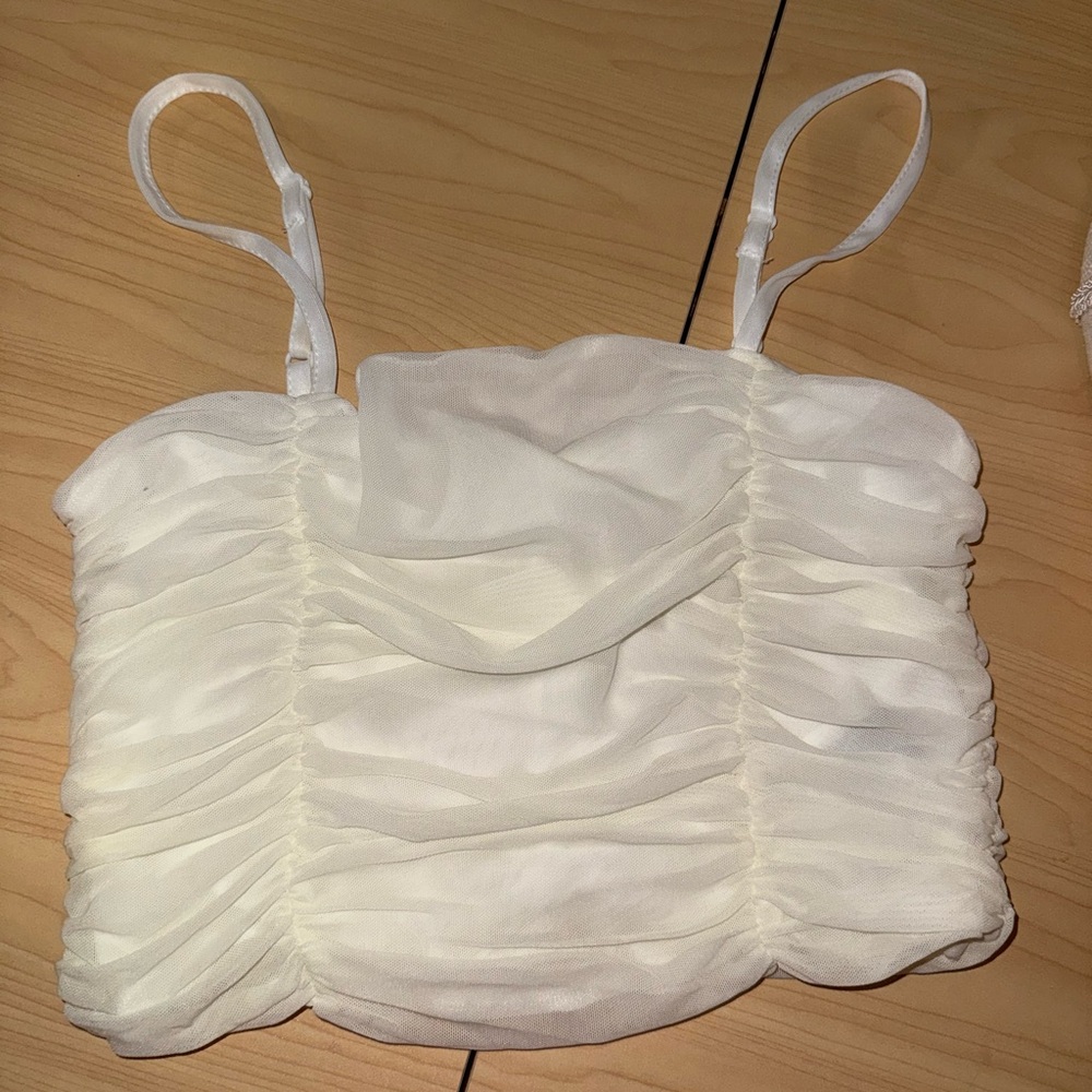SHEIN Cream Ruched Camisole Top